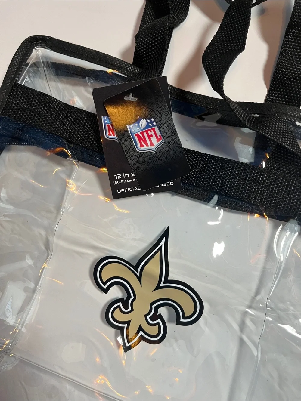 NFL Clear Tote Bag New Orleans Saints with Black Trim NWT